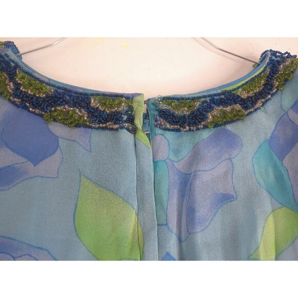 Vintage Mary Sachs Beaded Sheer Overlay Floral Volup Dress READ - Picture 8 of 11